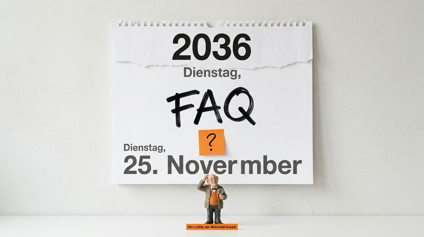 Kalenderblatt 2036, „FAQ“, 25. November, Figur davor