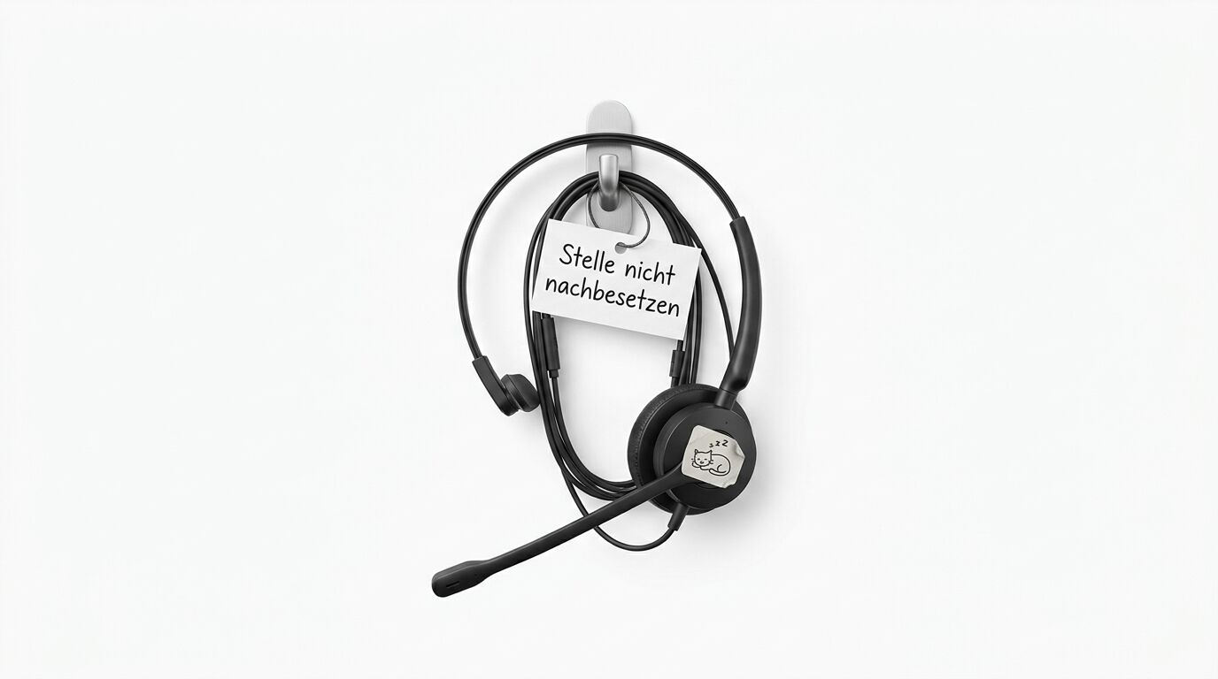 Hängendes Headset mit Schild