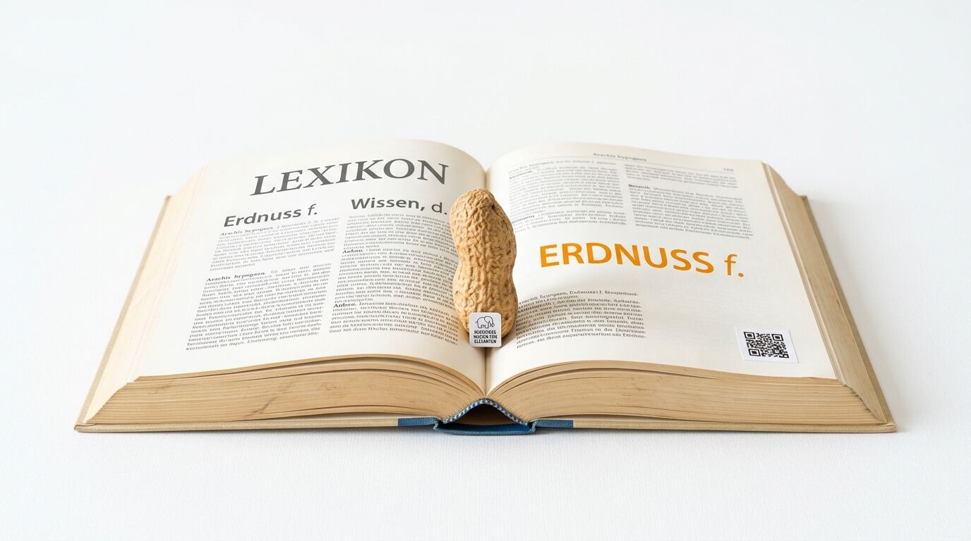 Offenes Lexikon mit Erdnuss in der Mitte