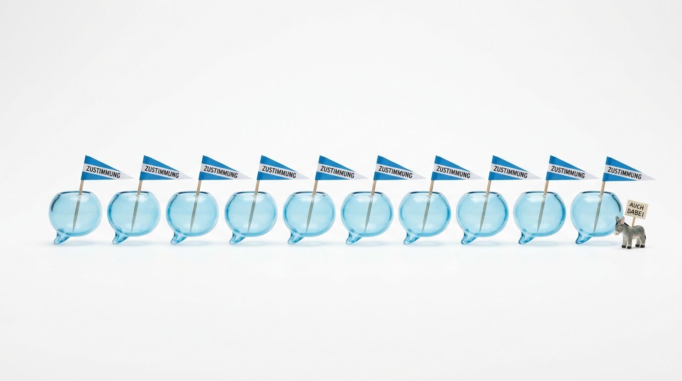 Zehn Glas-Sprechblasen mit