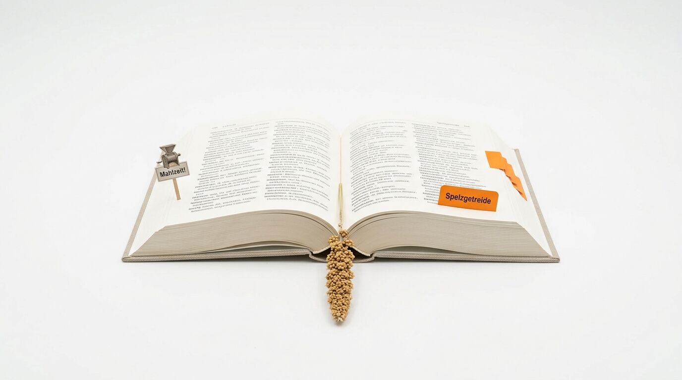 Aufgeschlagenes Buch, Getreide-Lesezeichen, Sticker