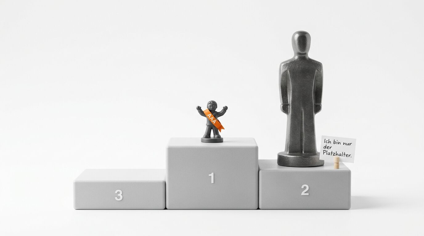 Siegerpodest mit AAA-Figur auf Platz 1 und Platzhalter-Figur auf Platz 2