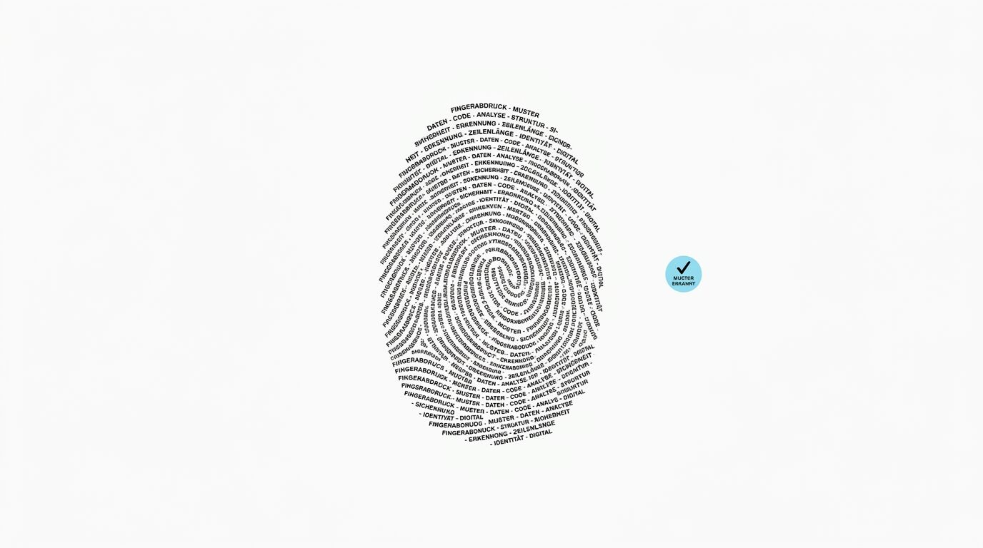 Fingerabdruck aus Wörtern auf weißem Hintergrund mit 