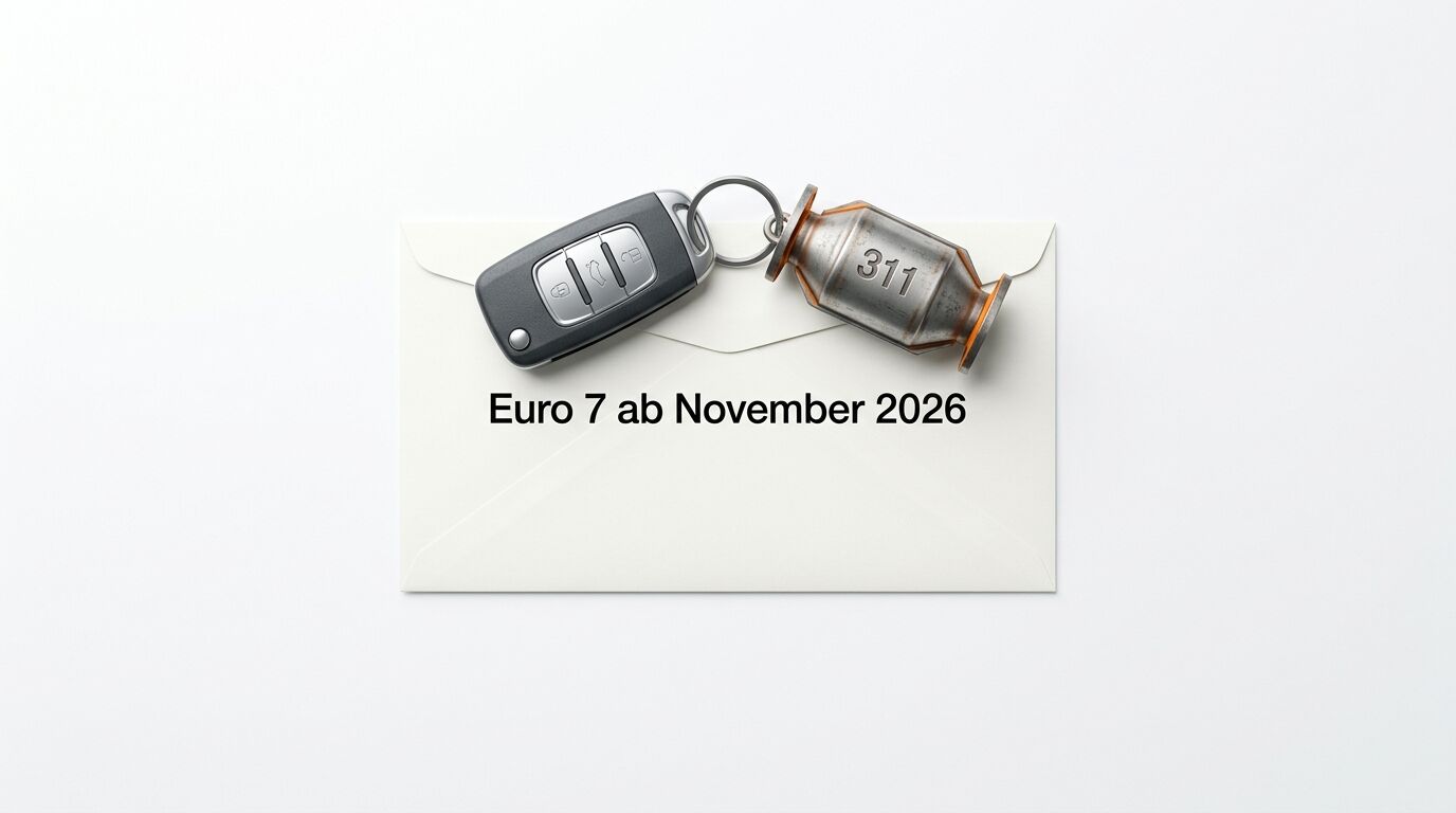 Autoschlüssel und Mini-Katalysator auf Brief mit Aufschrift