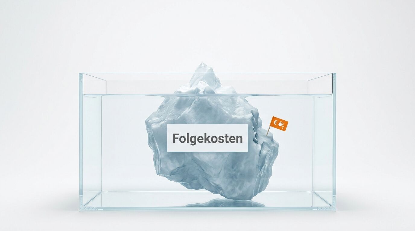 Eisberg in Aquarium mit Flagge und Aufschrift