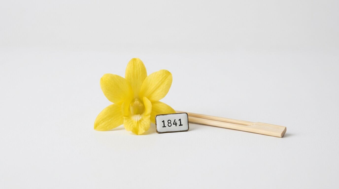 Gelbe Orchideenblüte, weiße Nummerntafel