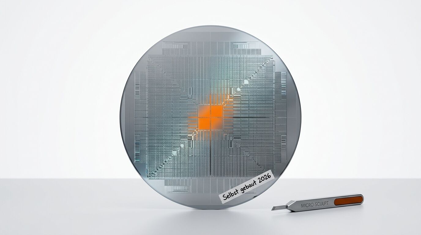 Silizium-Wafer, handbeschrifteter Aufkleber 