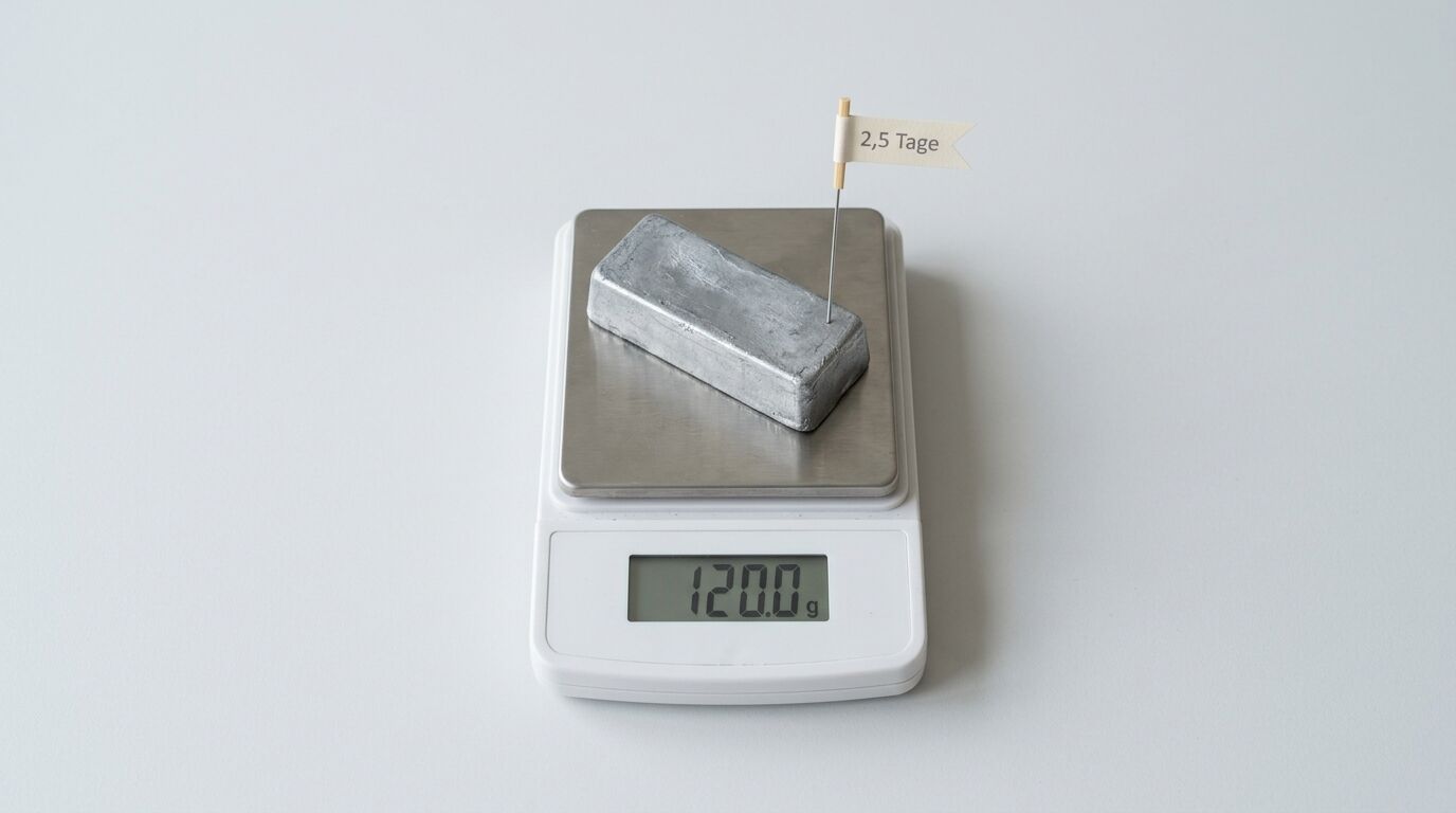 Digitale Waage mit 120,0g schwerem Barren und Fähnchen 