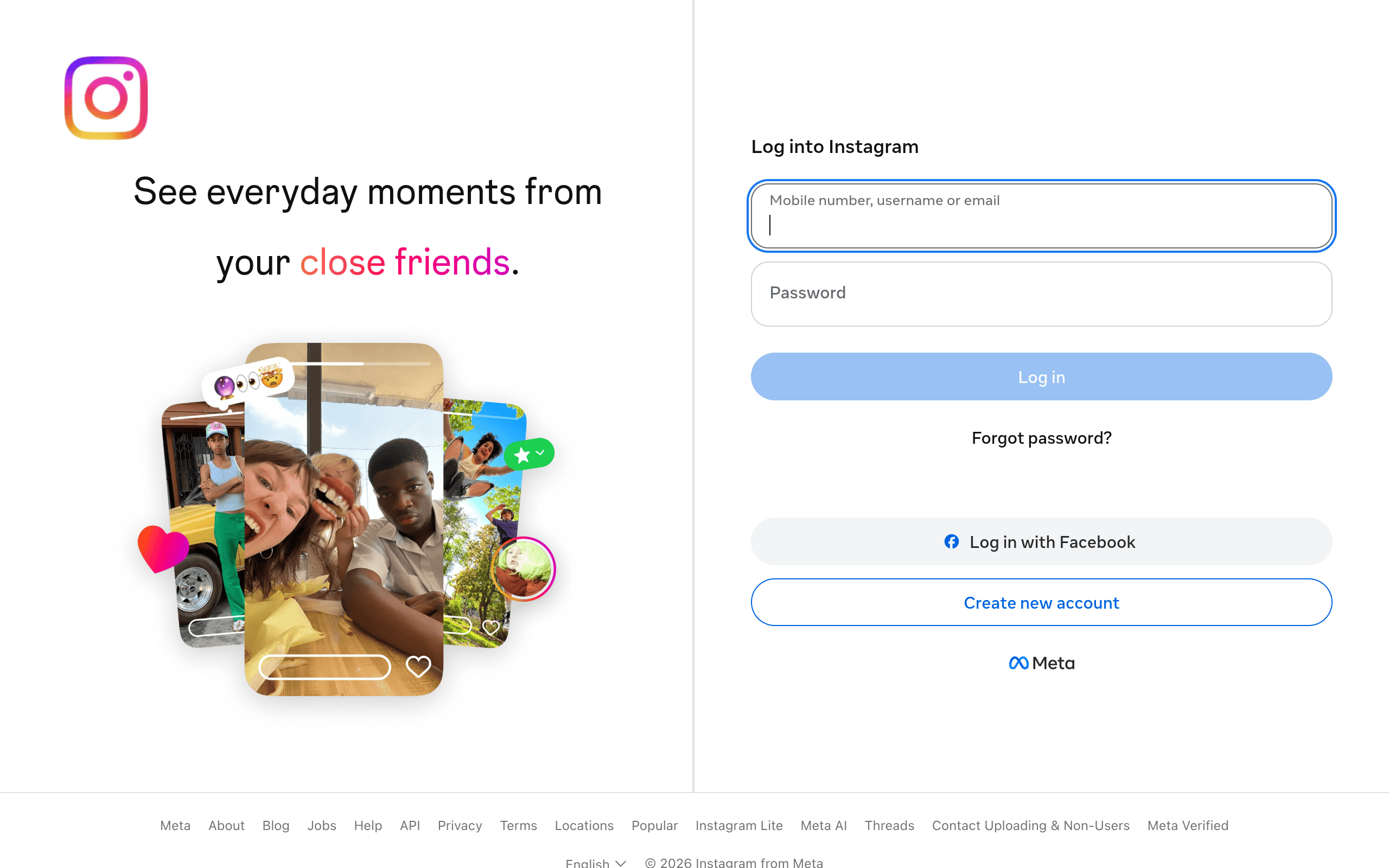 Instagram Startscreen