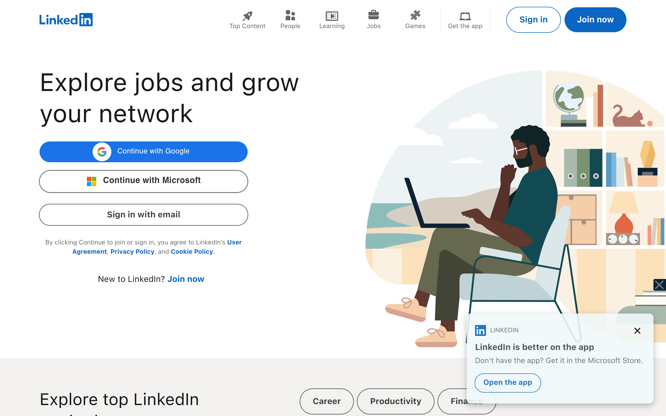 LinkedIn Startscreen