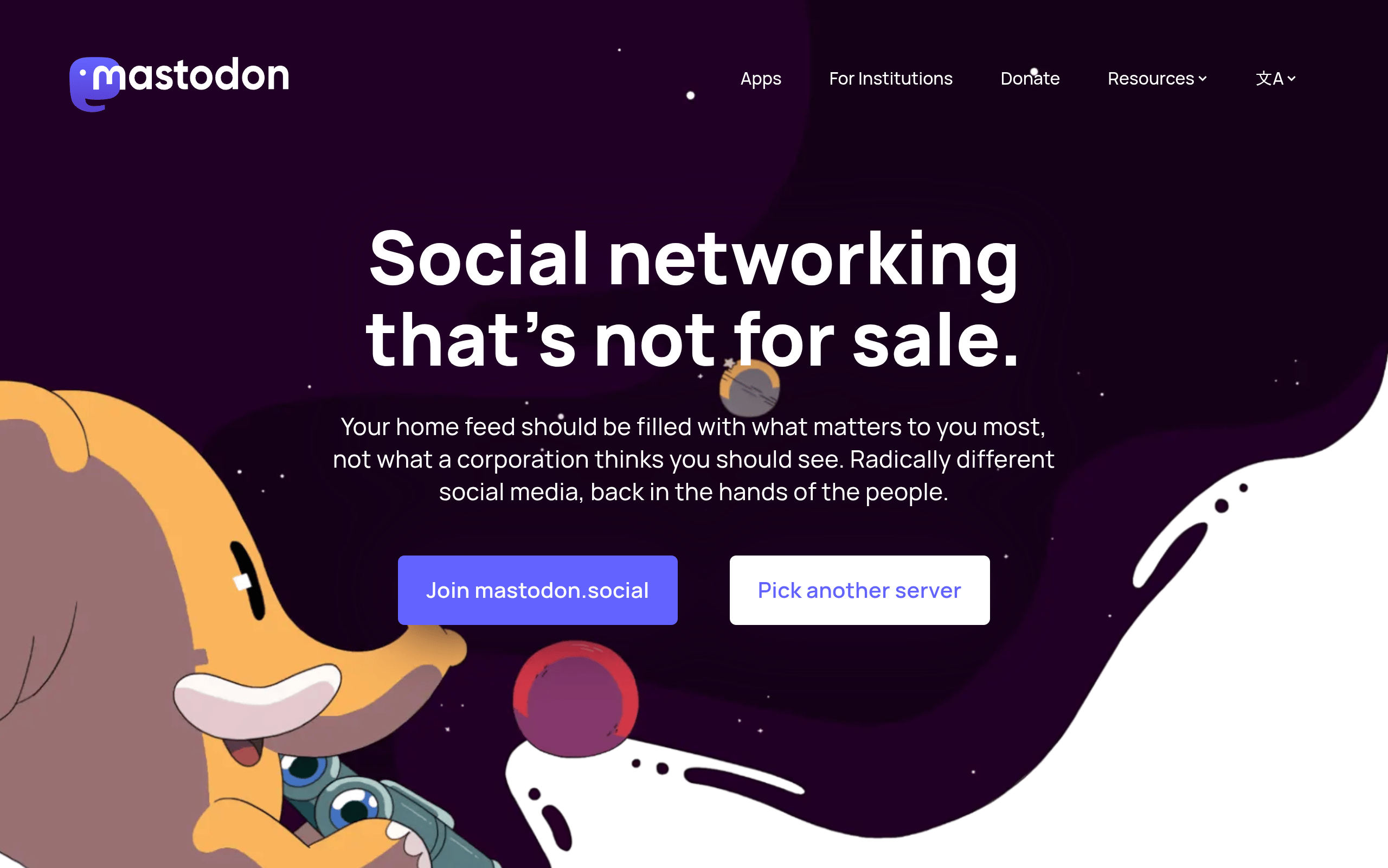 Mastodon Startscreen
