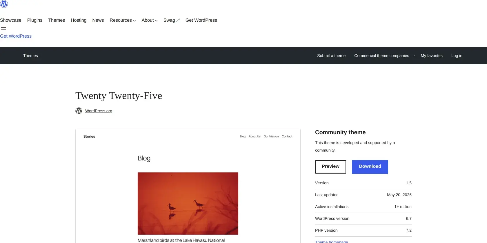Twenty Twenty-Five (WordPress.org) Screenshot