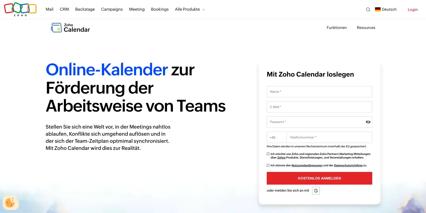 Zoho Calendar Screenshot