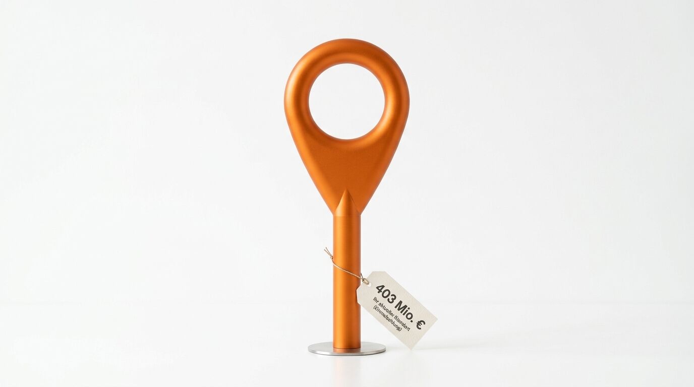 Ein orangefarbenes Standobjekt mit Loch und Preisschild vor weißem Hintergrund