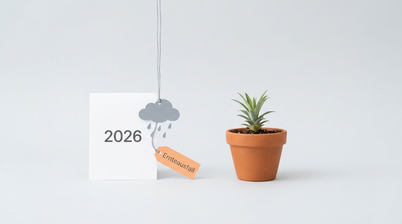 Ein Kalender 2026, eine Regenwolke mit dem Wort