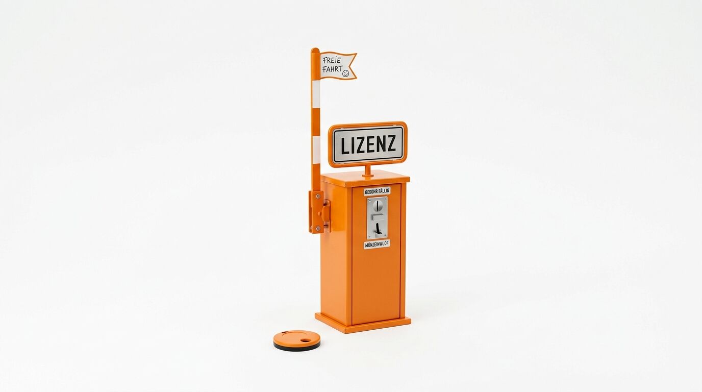 Orangefarbener Schranken-Automat mit