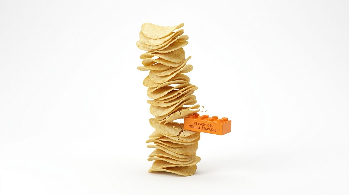 Chip-Stapel mit einem Legostein, der die Aufschrift