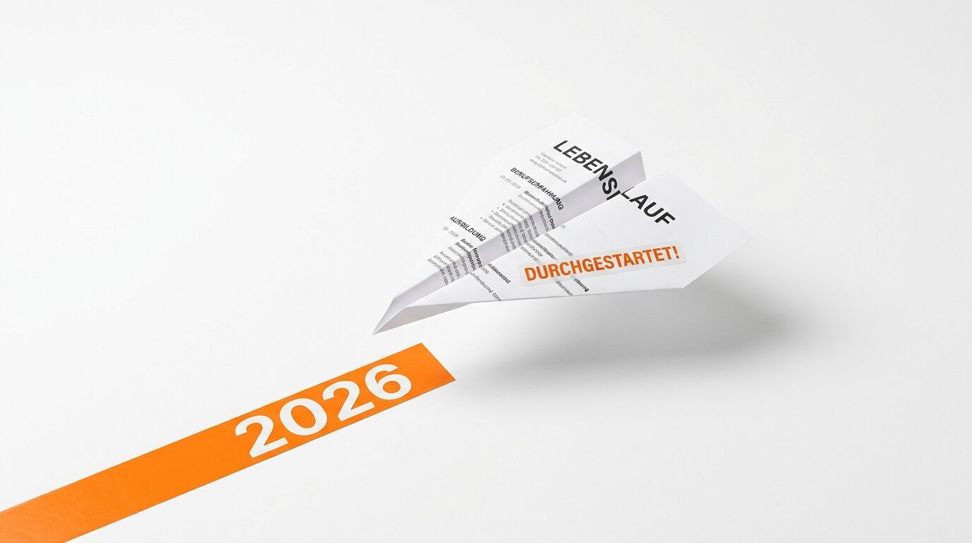 Lebenslauf-Papierflieger startet von 2026er Startbahn,