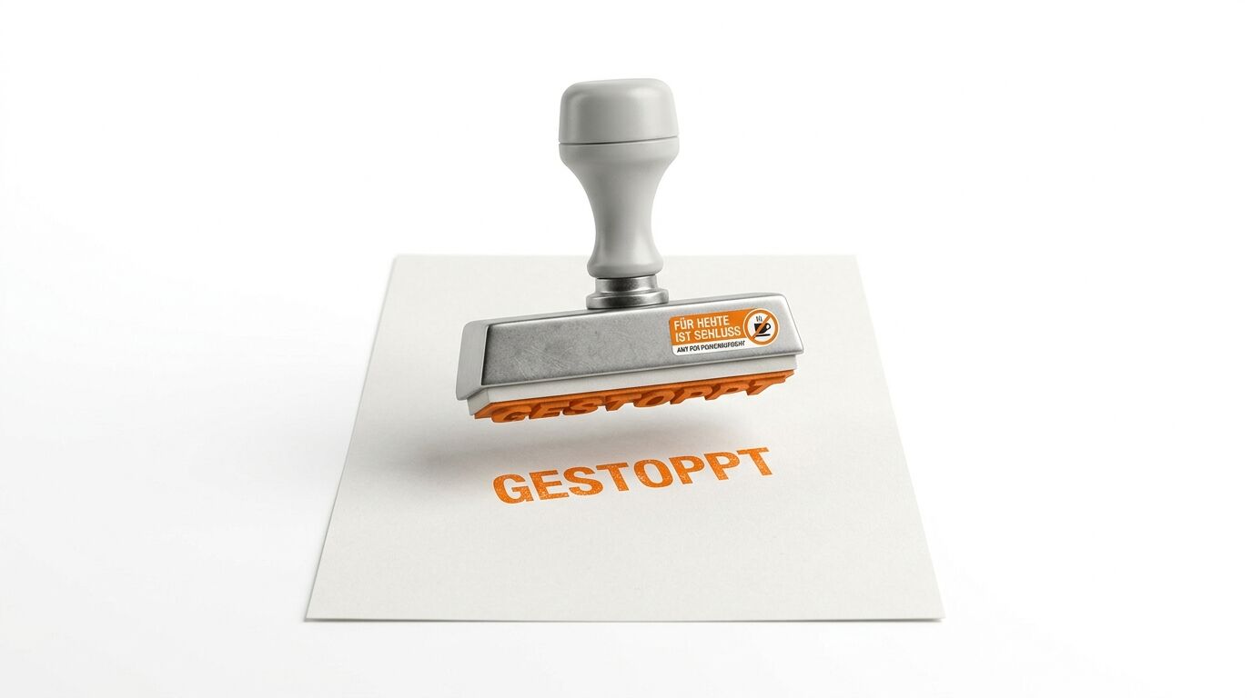 Stempel mit Abdruck GESTOPPT auf Papier