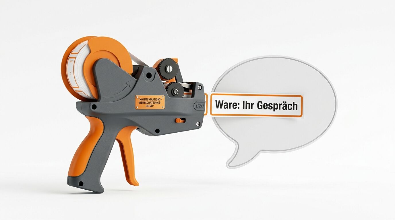 Preisauszeichner auf weißem Grund druckt Etikett