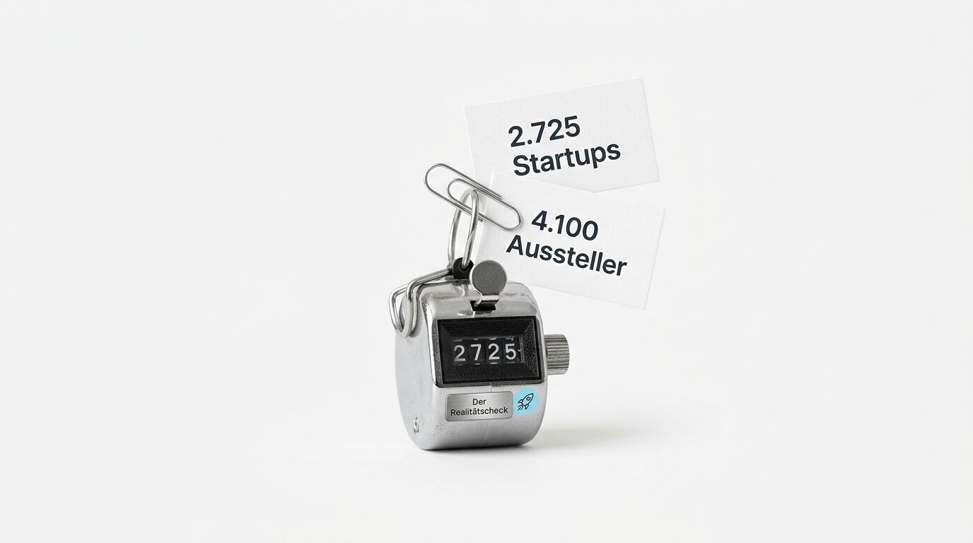 Handzähler mit Zahl 2725 und zwei Zetteln