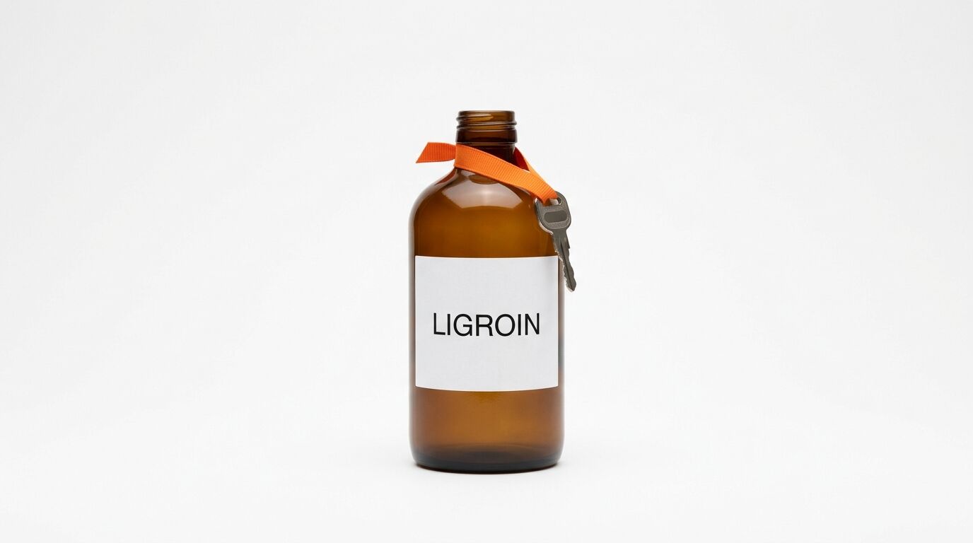 Braunglasflasche mit weißem Label