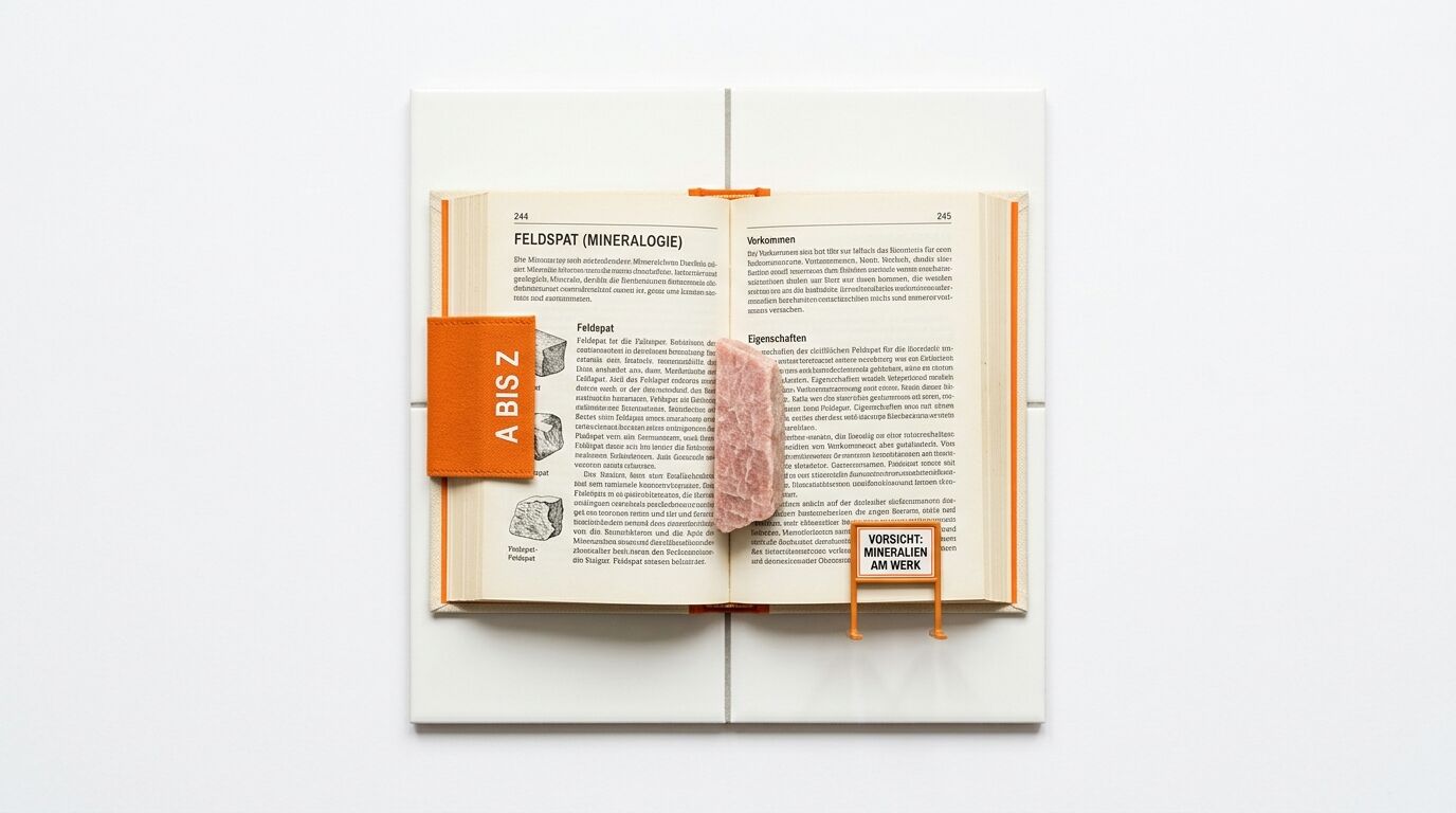 Ein aufgeschlagenes Buch mit einem Stück Speck und einer Warnung