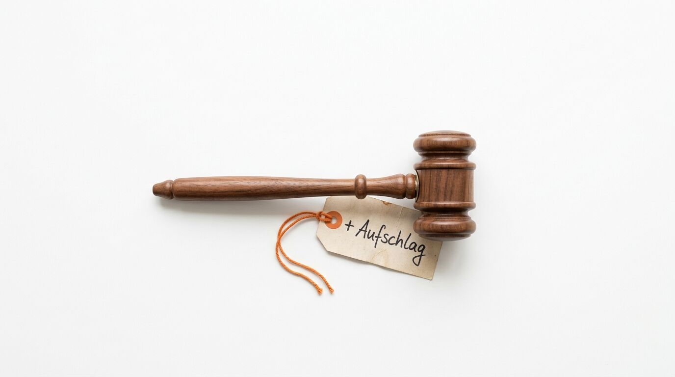 Richterhammer aus Holz mit einem Anhänger mit der Aufschrift