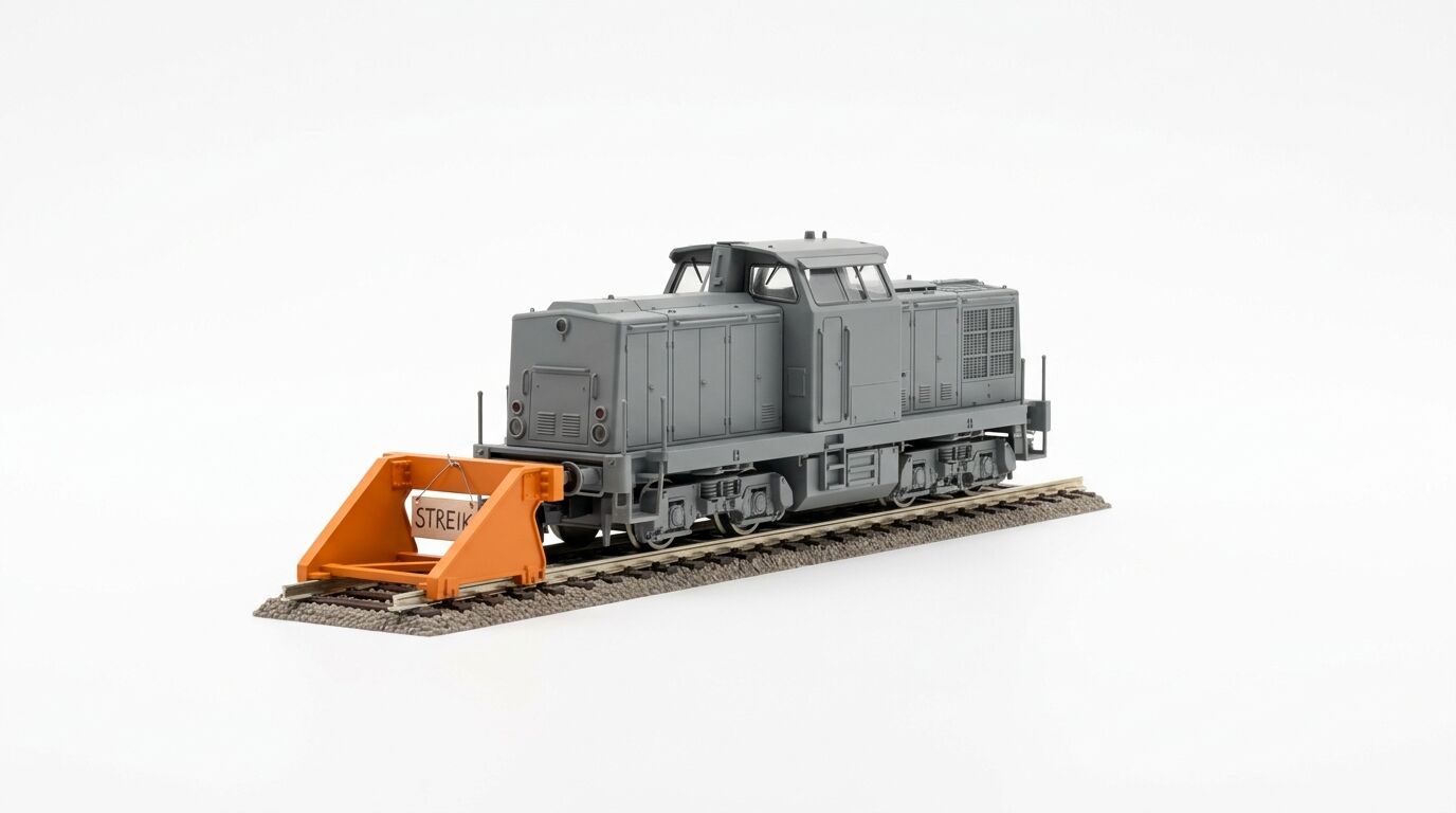 Modell-Diesellokomotive auf Gleisstück mit