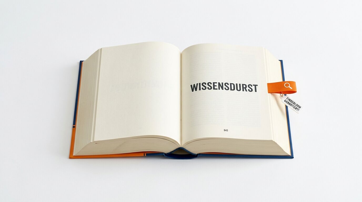 Geöffnetes Buch mit Wort