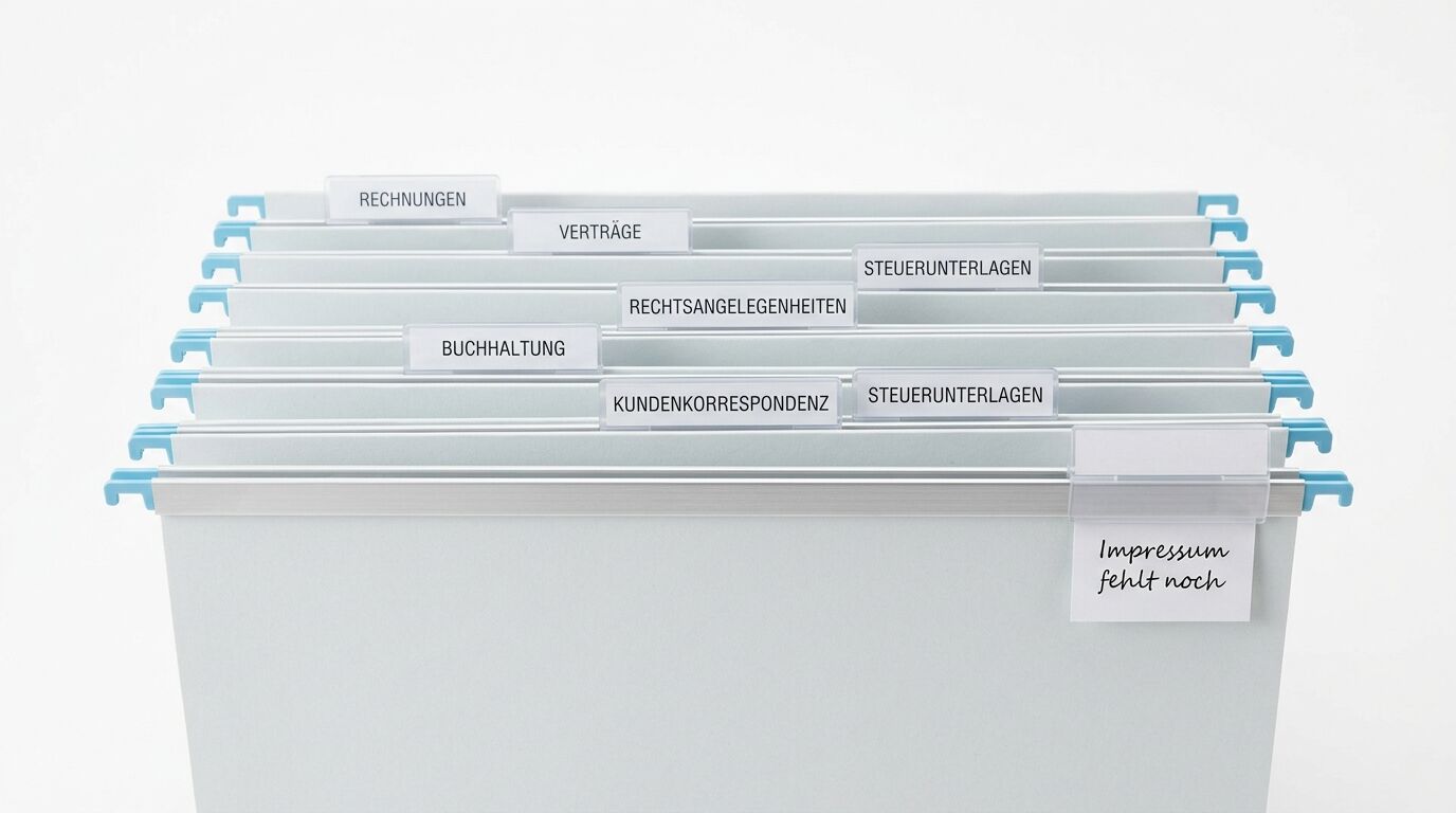 Hängebox mit beschrifteten Reitern für die Dokumentenorganisation in deutscher Sprache