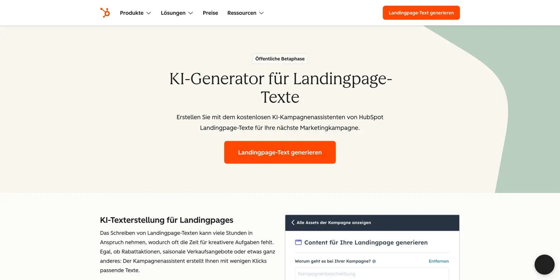 HubSpot KI-Textgenerator Screenshot