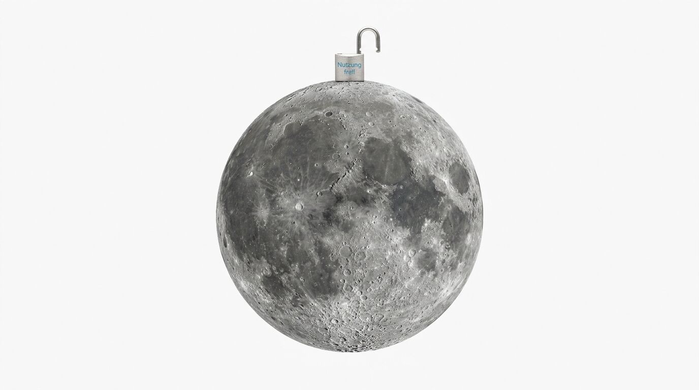 Weihnachtskugel im Mond-Design mit Aufhänger auf weißem Hintergrund