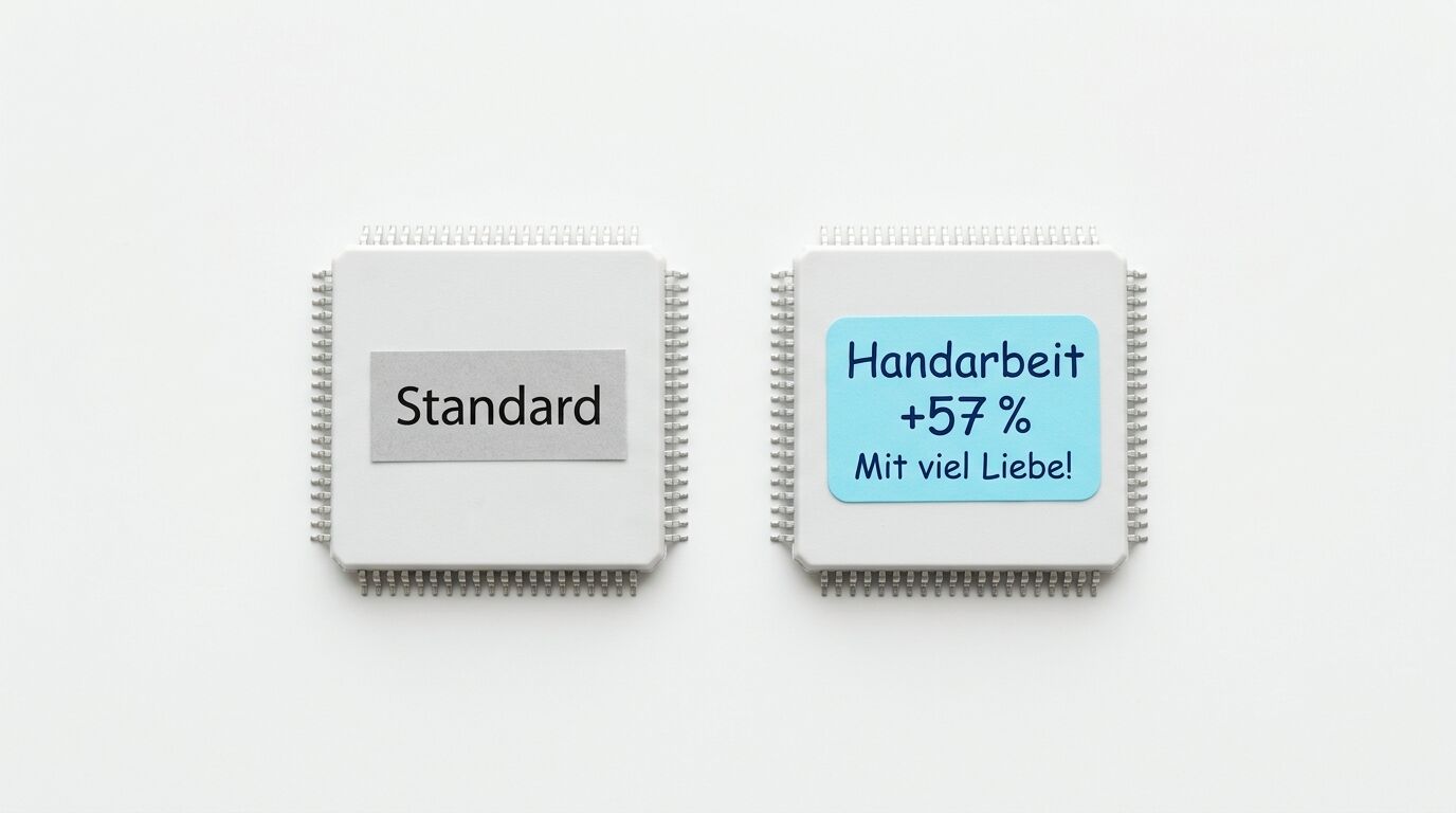 Zwei Chips nebeneinander: einer grau mit
