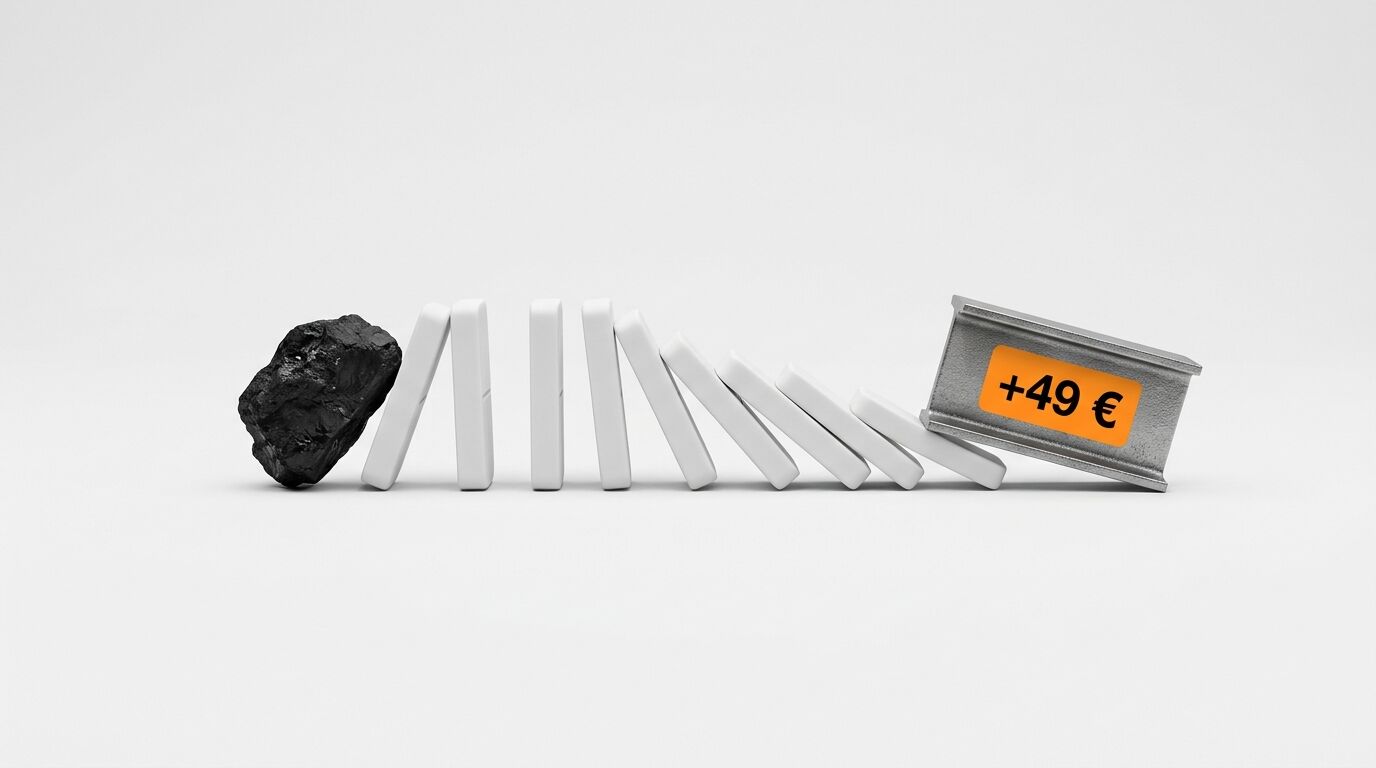 Dominosteine fallen von Kohle zu Preisaufschlag
