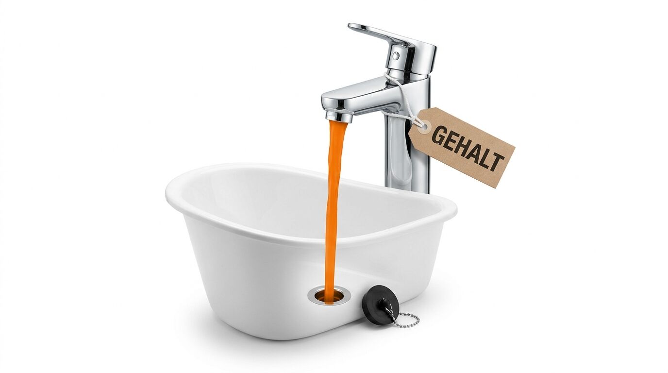 Spüle mit Wasserhahn, Schild