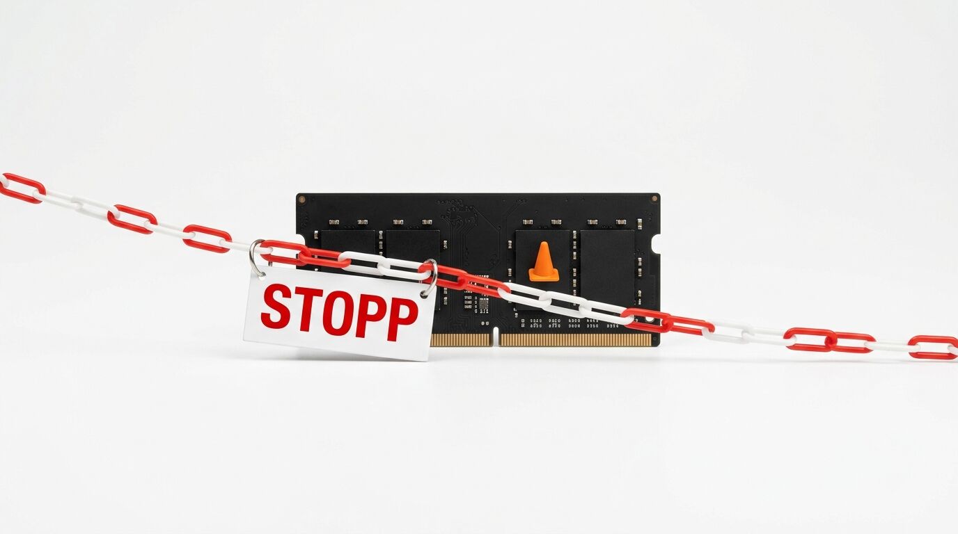 Ein Speicherriegel ist hinter einer rot-weißen Kette mit einem Stoppschild abgesperrt