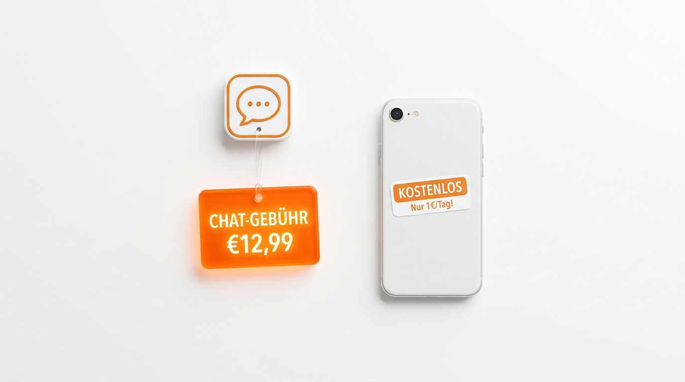 Handy neben zwei Schildern mit Aufschrift