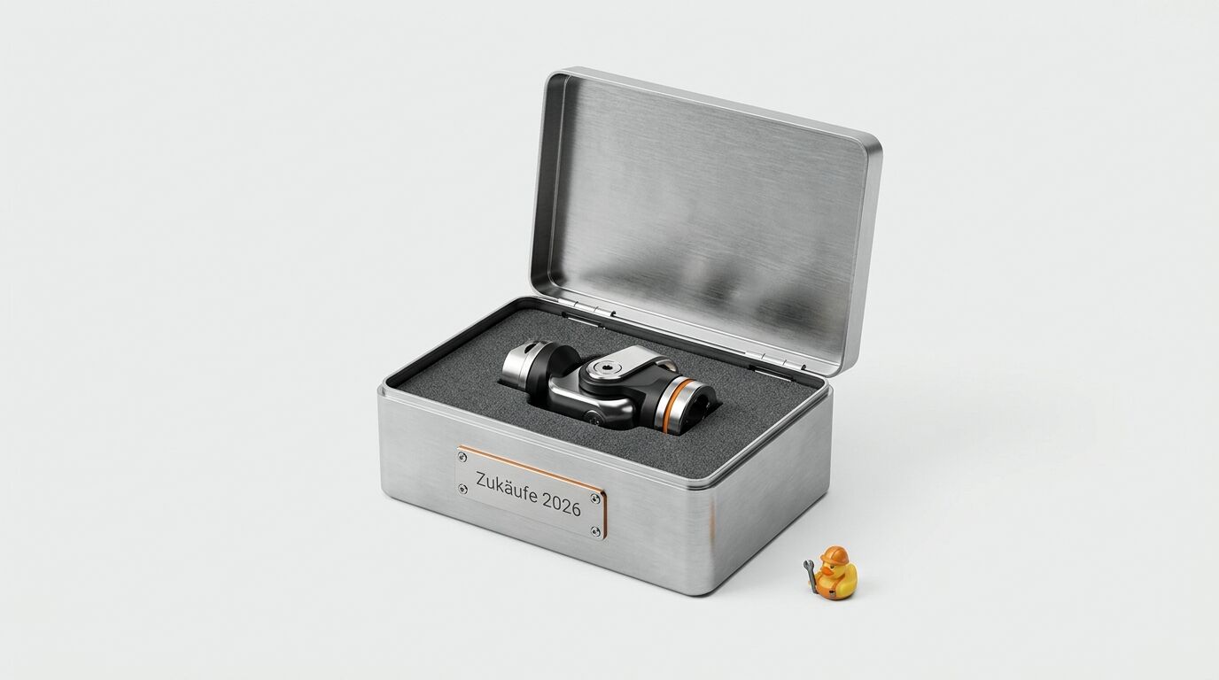 Metalleinsatz in Box, Plakette „Zukäufe 2026“, Badeente davor