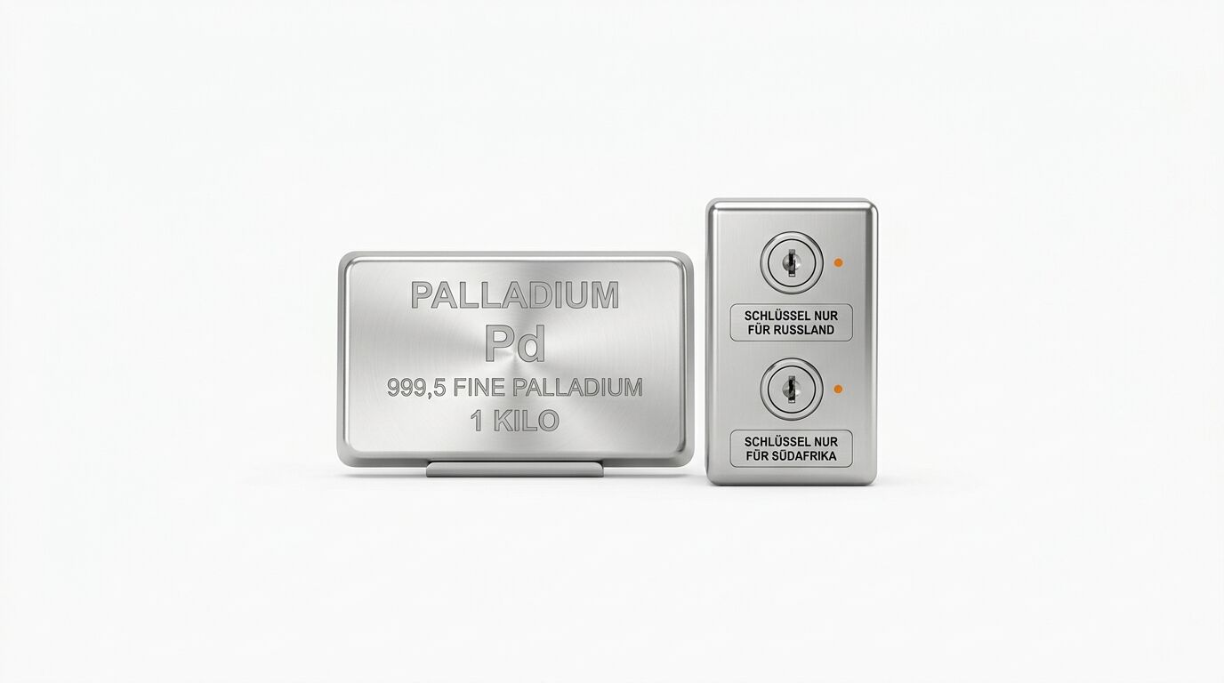 Ein Kilo Palladiumbarren und ein silbernes Kästchen mit zwei Schlüssellöchern