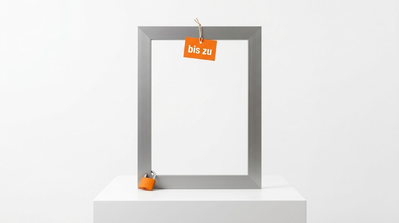Silberner Bilderrahmen mit orangefarbenem Anhänger