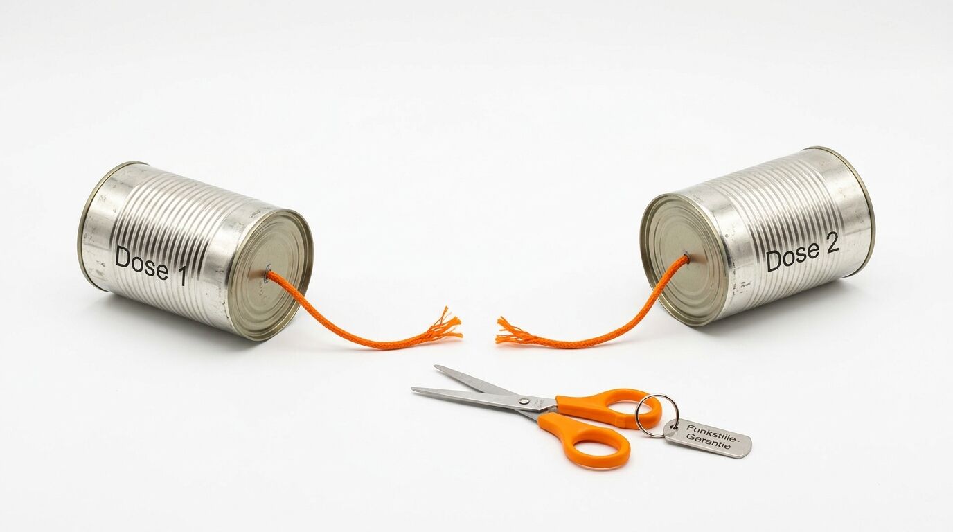 Dosentelefon mit getrennter Schnur, Schere und Schlüsselanhänger mit Gravur