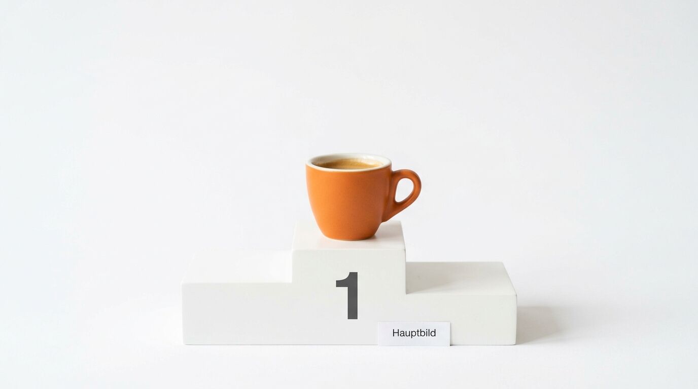 Espressotasse auf Siegertreppchen