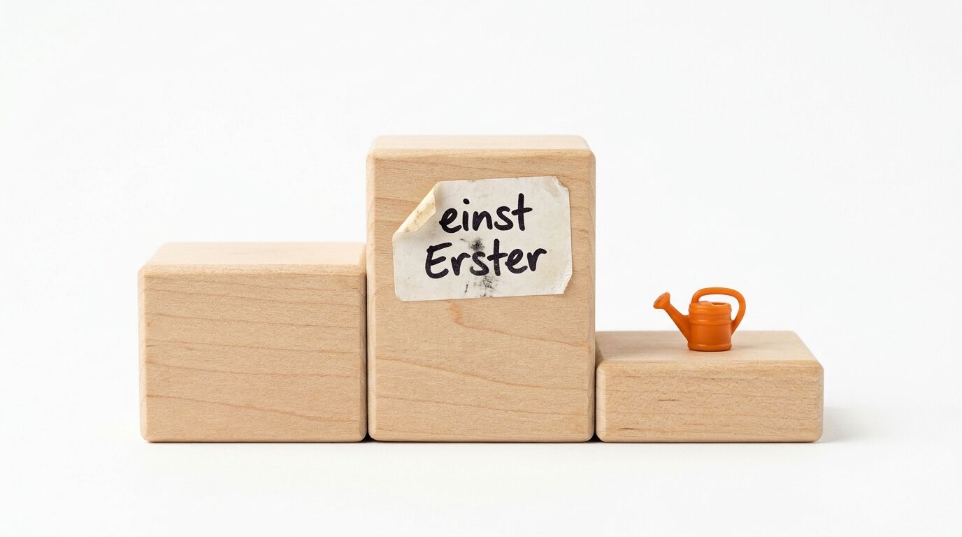 Holzpodest mit Notiz