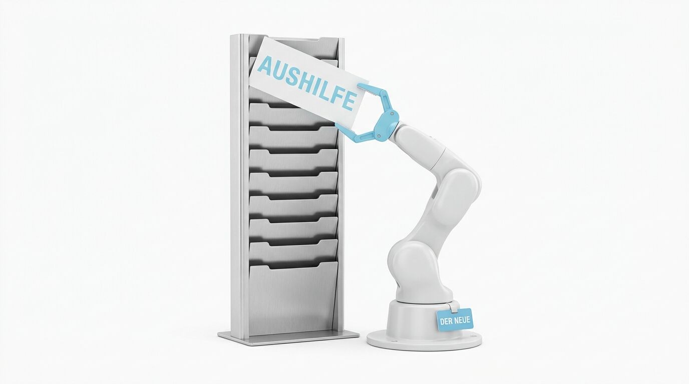 Roboterarm hält Karte