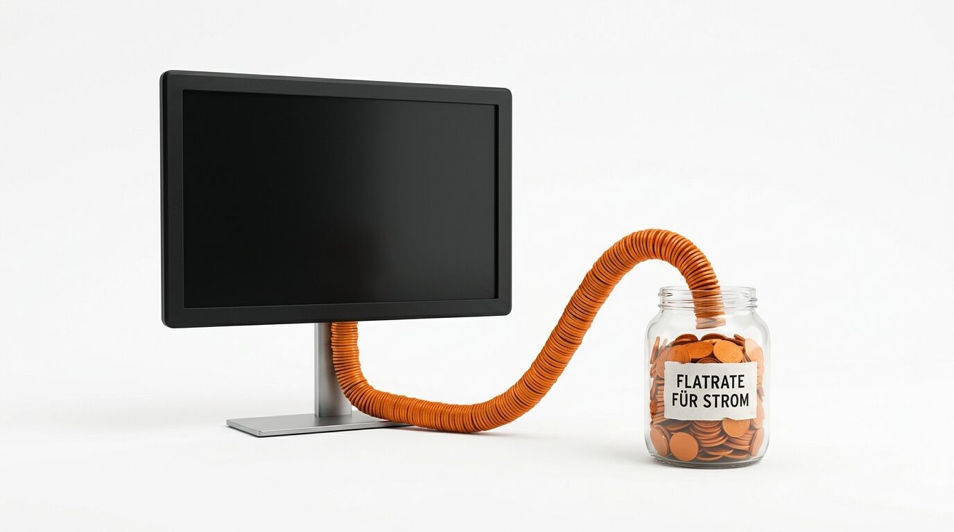 Monitor mit Münzschlauch verbunden mit Glas