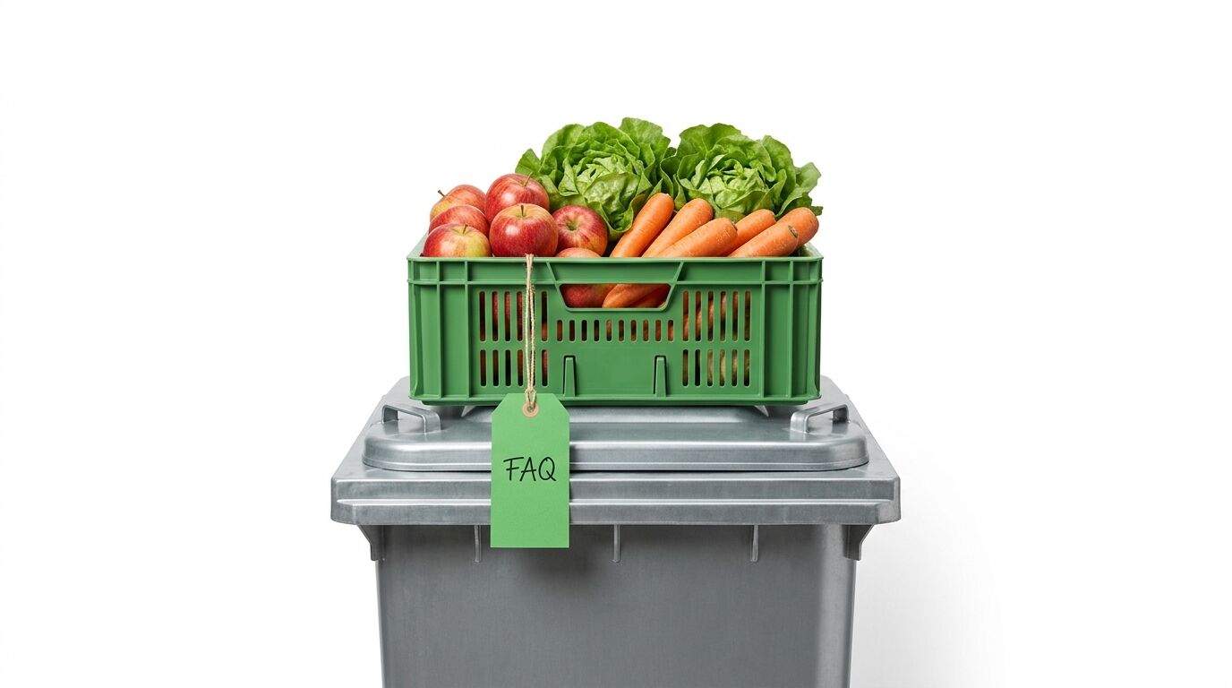 Grüne Kiste mit Obst, Gemüse und