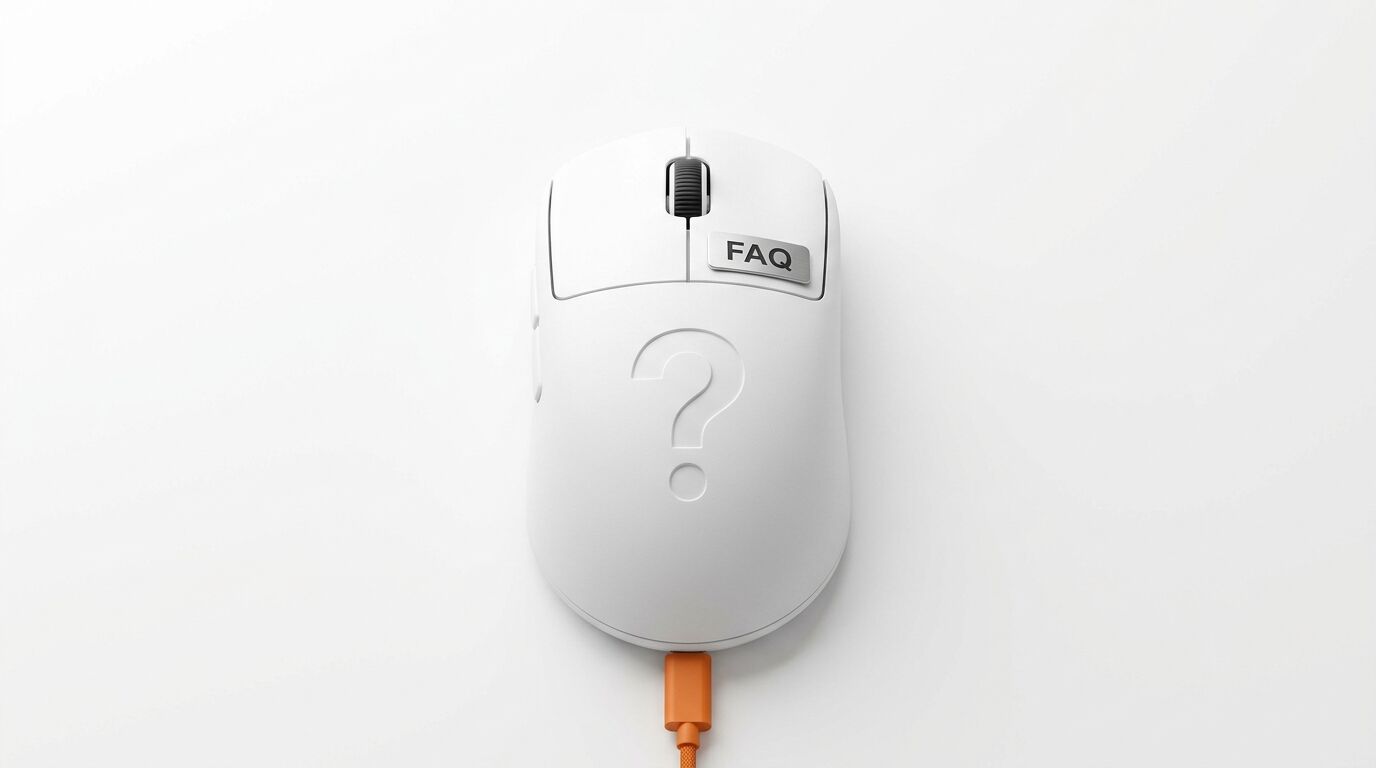 Weiße Computermaus mit Fragezeichen und