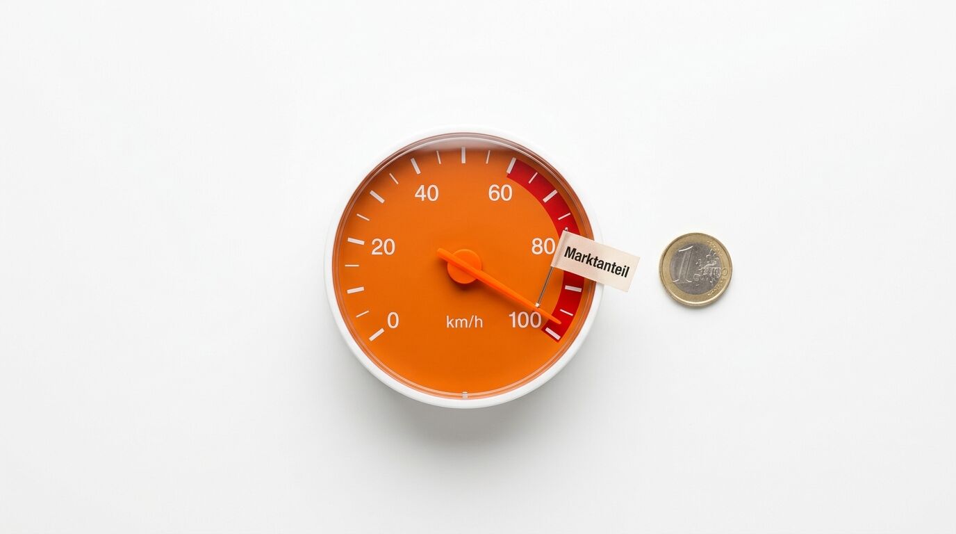 Orangener Tacho, Zeiger bei 100 km/h, Notiz