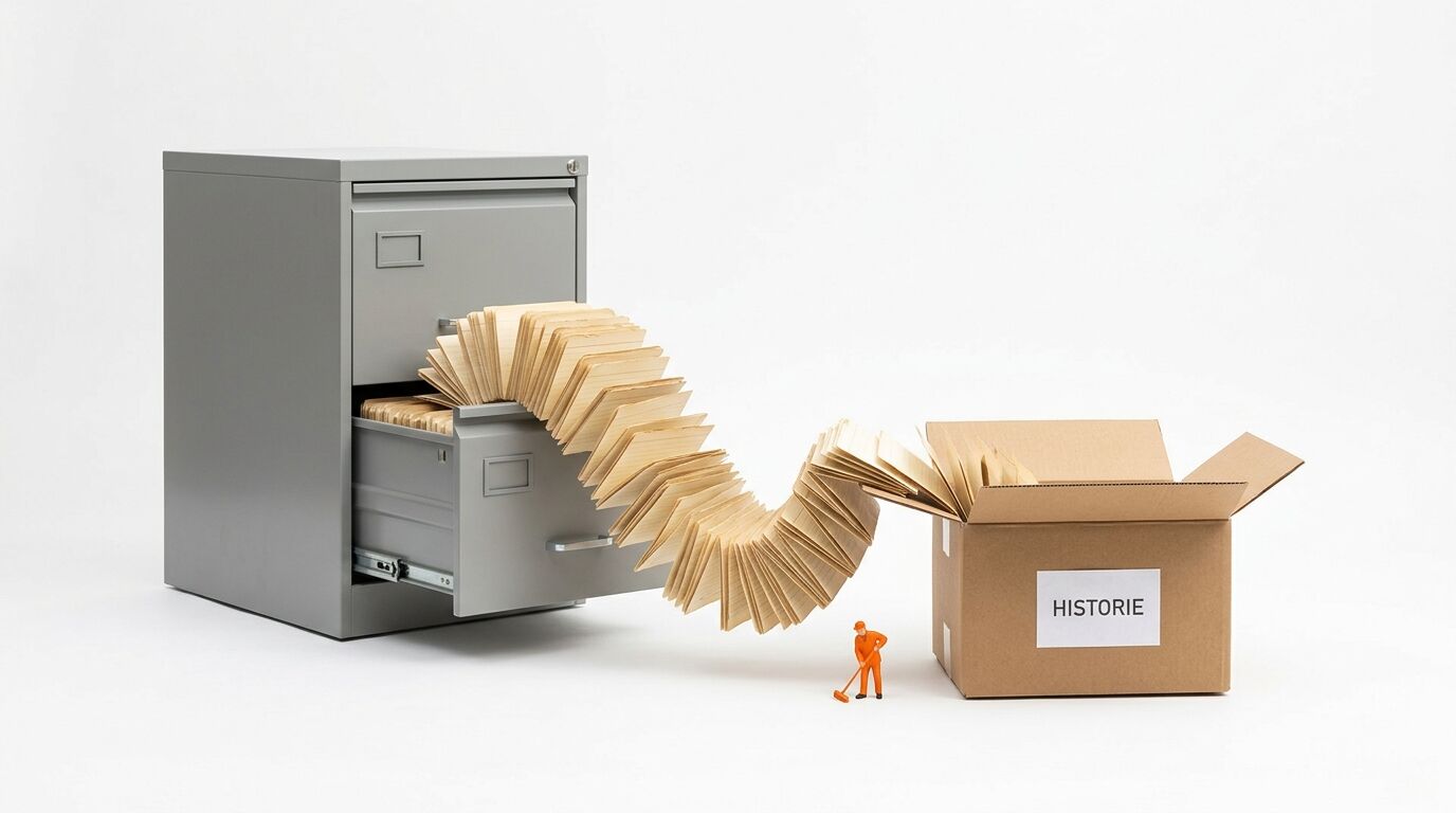 Papiere quellen aus Aktenrschrank in